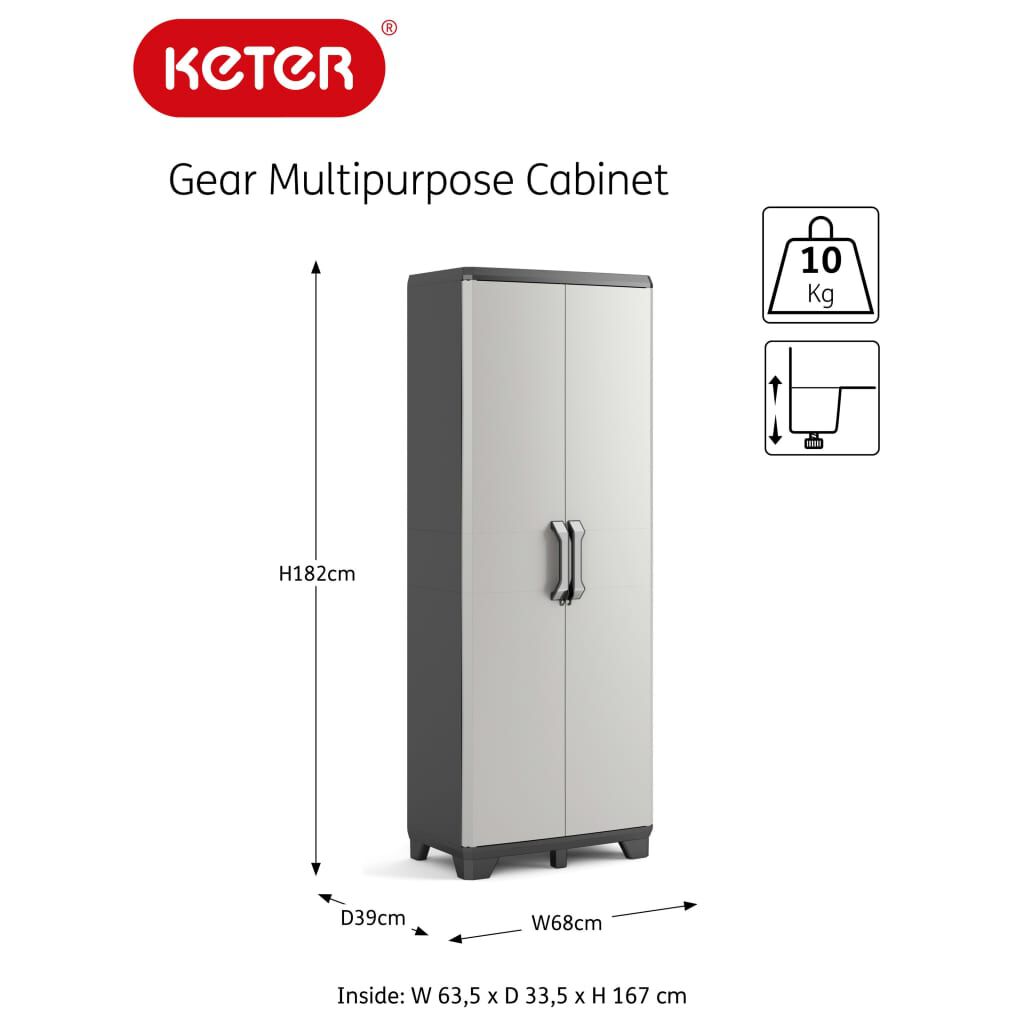 Keter Ντουλάπα Αποθήκευσης Πολυχρηστική Gear Μαύρο / Γκρι 182 εκ.