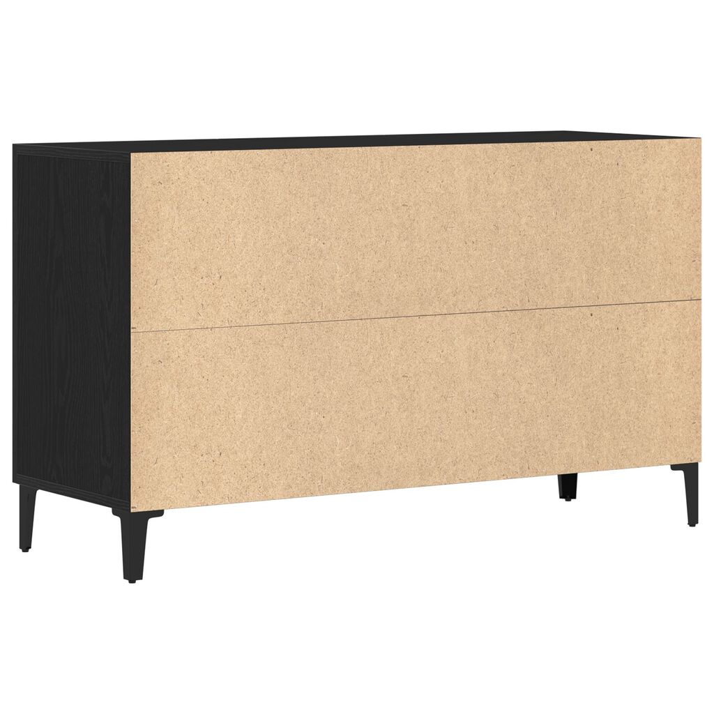 vidaXL Μαύρος Δρύινος Μπουφές - 100 x 36 x 60 εκ - Κατασκευασμένος από Μηχανικά Ξύλα