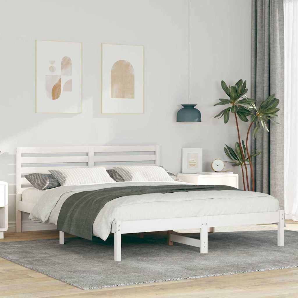 vidaXL Σκελετός Κρεβατιού Λευκό 160 x 200 cm Μασίφ ξύλο πεύκου