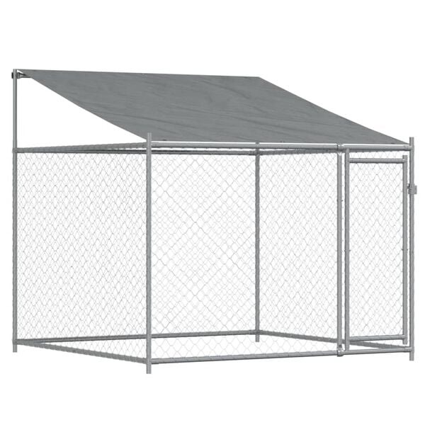 vidaXL Κλουβί Σκύλου με Οροφή και Πόρτες Γκρι 4x2x2 μ. Γαλβ. Χάλυβας