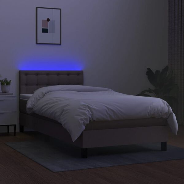 vidaXL &Kappa;&rho;&epsilon;&beta;ά&tau;&iota; Boxspring &mu;&epsilon; &Sigma;&tau;&rho;ώ&mu;&alpha; & LED Taupe 100x200 &epsilon;&kappa;. &Upsilon;&phi;&alpha;&sigma;&mu;ά&tau;&iota;&nu;&omicron;