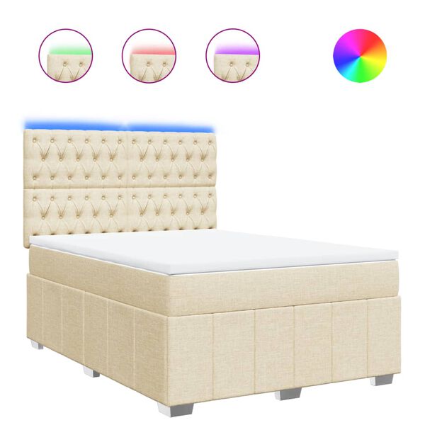 vidaXL &Kappa;&rho;&epsilon;&beta;ά&tau;&iota; Boxspring &mu;&epsilon; &Sigma;&tau;&rho;ώ&mu;&alpha; &Kappa;&rho;&epsilon;&mu; 140x200 &epsilon;&kappa;. &Upsilon;&phi;&alpha;&sigma;&mu;ά&tau;&iota;&nu;&omicron;