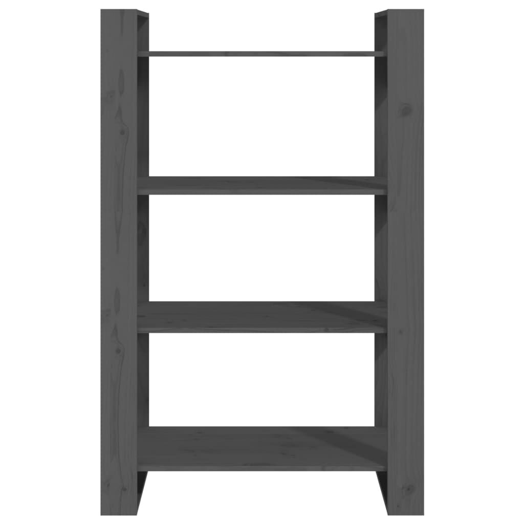 vidaXL Βιβλιοθήκη/Διαχωριστικό Χώρου Γκρι 80x35x125 εκ. Μασίφ Πεύκο