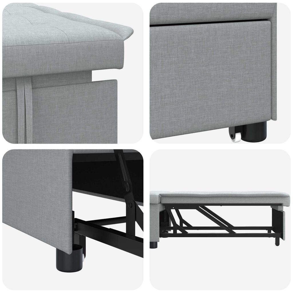 vidaXL Καναπές Κρεβάτι 3 σε 1 - Σχέδιο Pull-Out σε Ανοιχτό Γκρι Υφασμάτινο