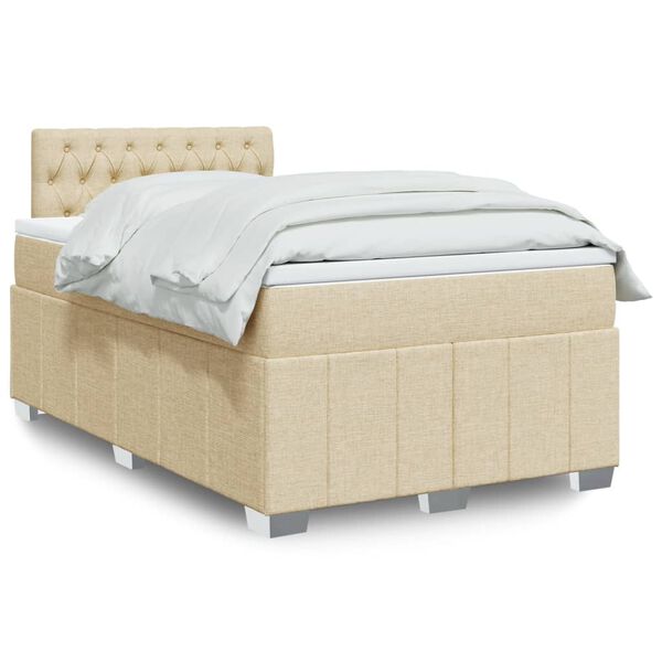 vidaXL &Kappa;&rho;&epsilon;&beta;ά&tau;&iota; Boxspring &mu;&epsilon; &Sigma;&tau;&rho;ώ&mu;&alpha; &Kappa;&rho;&epsilon;&mu; 120x200 &epsilon;&kappa;. &Upsilon;&phi;&alpha;&sigma;&mu;ά&tau;&iota;&nu;&omicron;