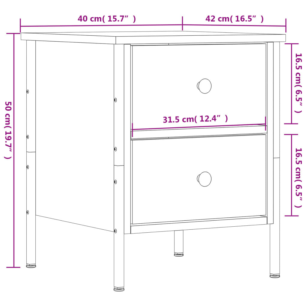 vidaXL Κομοδίνα 2 Τεμ. Sonoma Δρυς 40x42x50 εκ. από Επεξεργασμένο Ξύλο