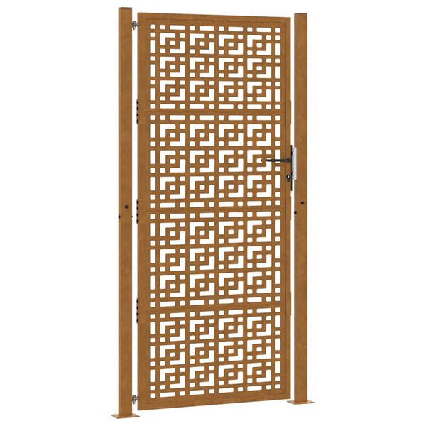 vidaXL Πύλη κήπου 105x205 cm Σταυρός σχεδιασμού από διαβρωμένο χάλυβα