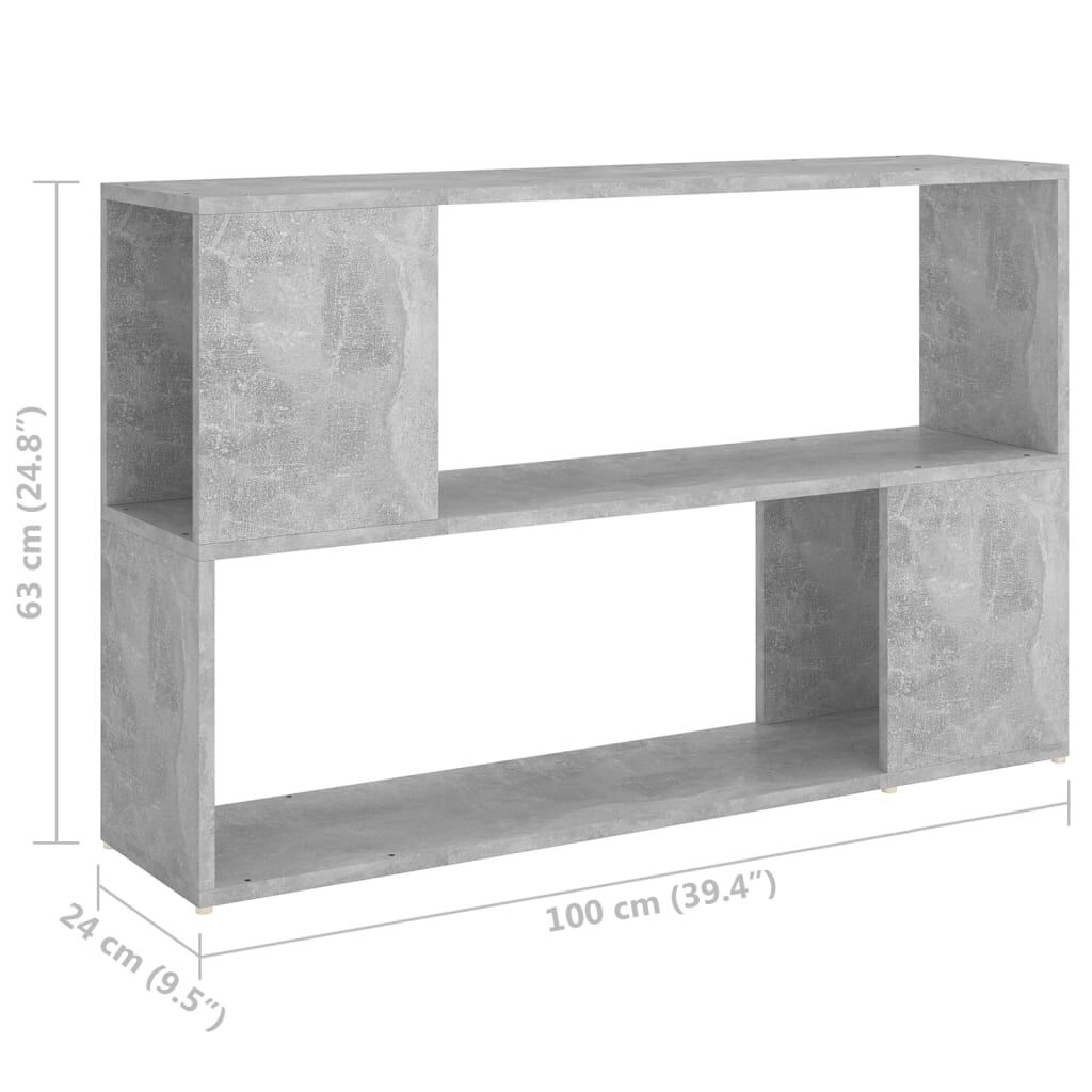 vidaXL Βιβλιοθήκη Γκρι Σκυροδέματος 100 x 24 x 63 εκ. Επεξεργασμ. Ξύλο