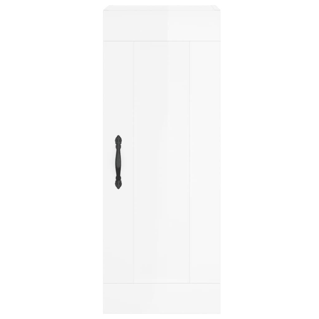 vidaXL Ντουλάπι Γυαλ. Λευκό 34,5 x 34 x 180 εκ. από Επεξεργασμένο Ξύλο