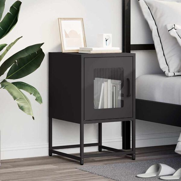 vidaXL Κομοδίνο Μαύρο 36x39x60,5 cm από χάλυβα ψυχρής έλασης