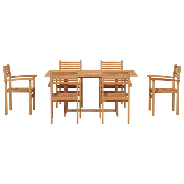 vidaXL Σέτ φαγητού για κήπο 7 pcs Καστανό Μασίφ ξύλο teak