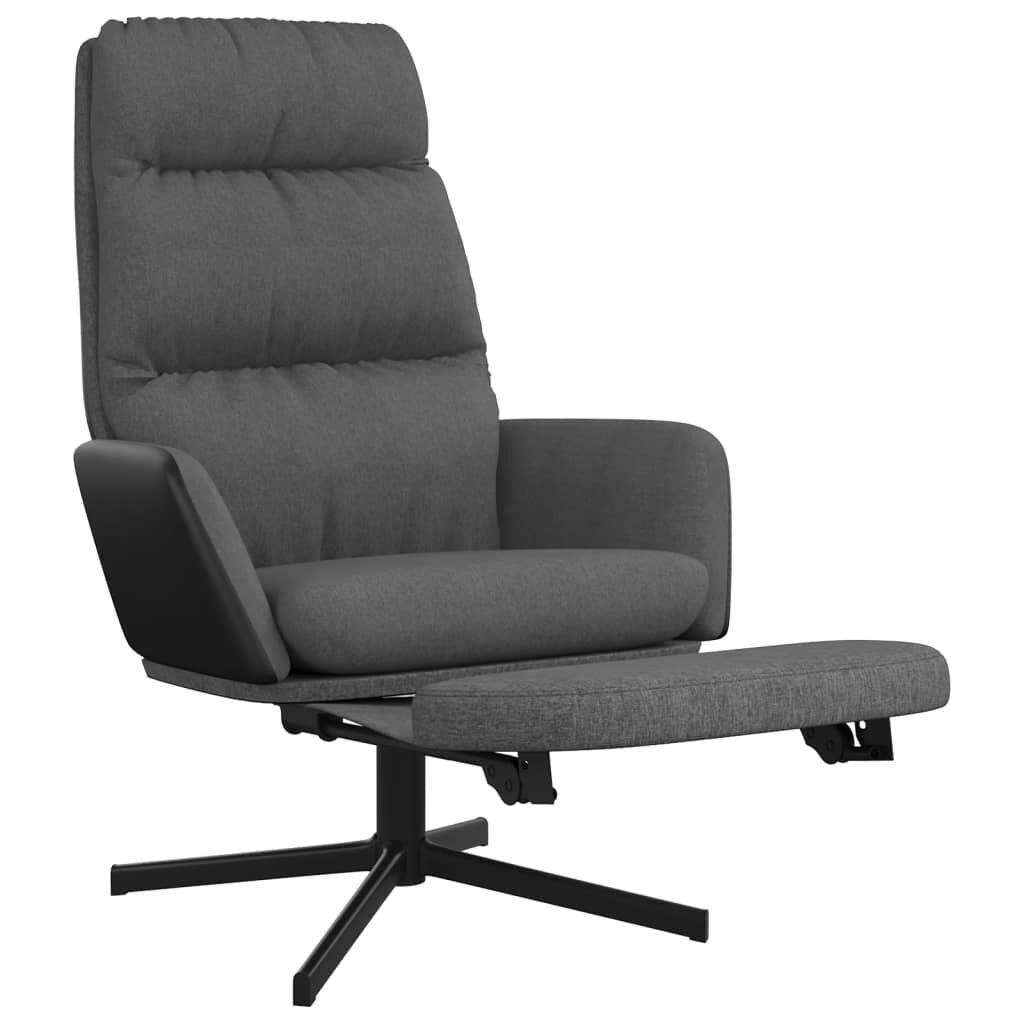 vidaXL Πολυθρόνα Relax Σκούρο Γκρι Υφασμάτινη με Υποπόδιο
