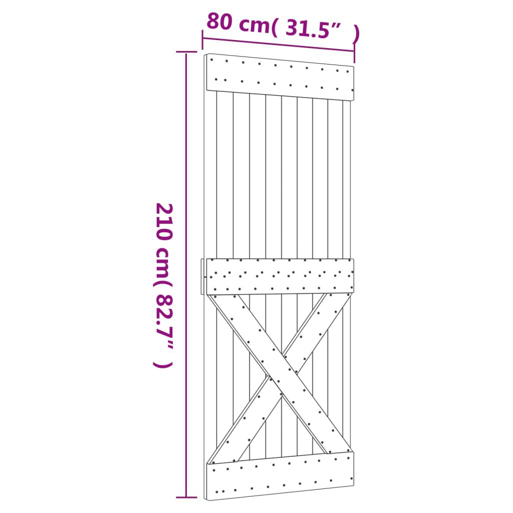 vidaXL Πόρτα NARVIK 80 x 210 εκ. από Μασίφ Ξύλο Πεύκου