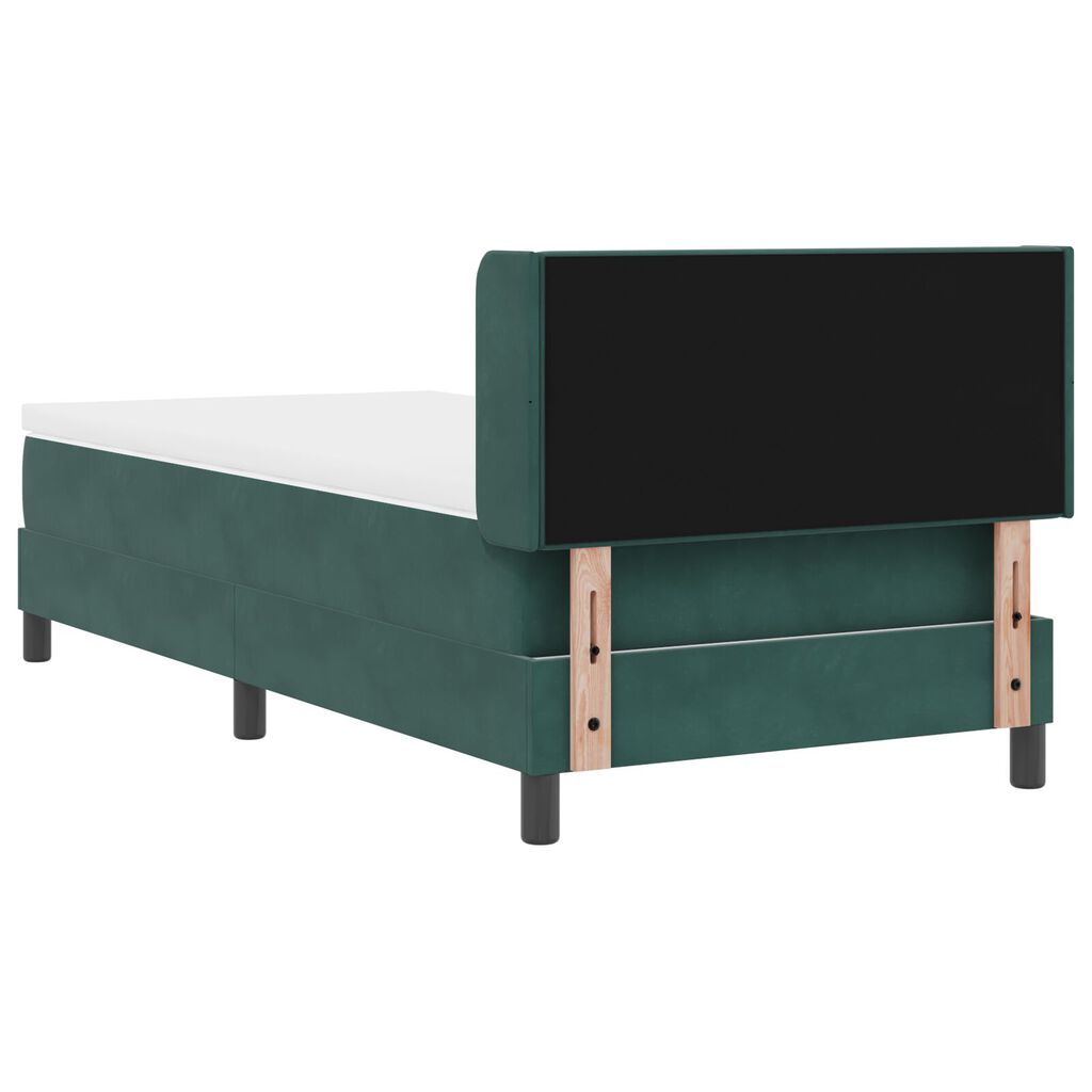 vidaXL Κρεβάτι με Στρώμα Dark Green 90x190 cm Βελούδο