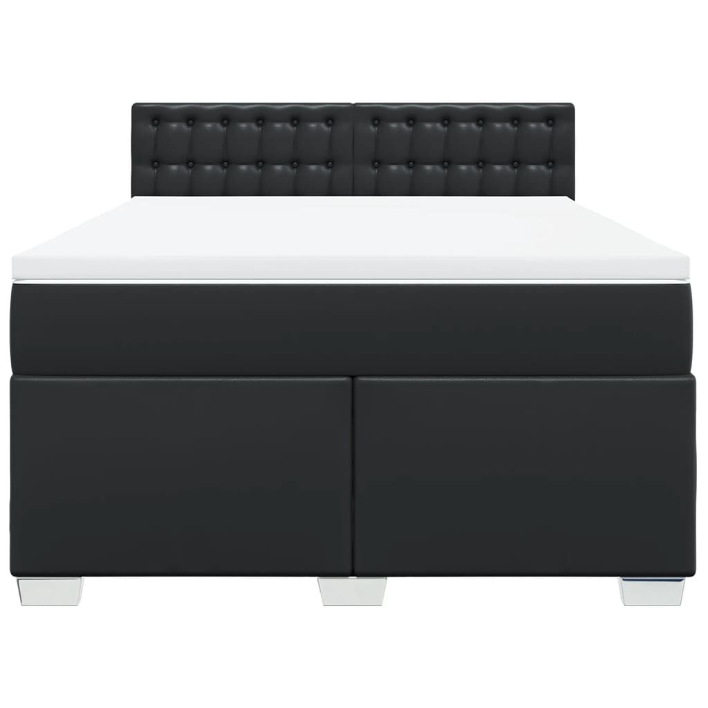 vidaXL Κρεβάτι Boxspring με Στρώμα Μαύρο 140x200εκ.από Συνθετικό Δέρμα