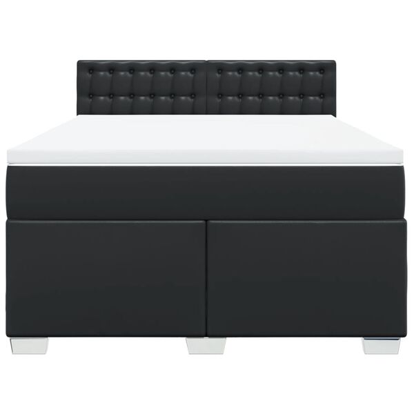 vidaXL Κρεβάτι Boxspring με Στρώμα Μαύρο 140x200εκ.από Συνθετικό Δέρμα
