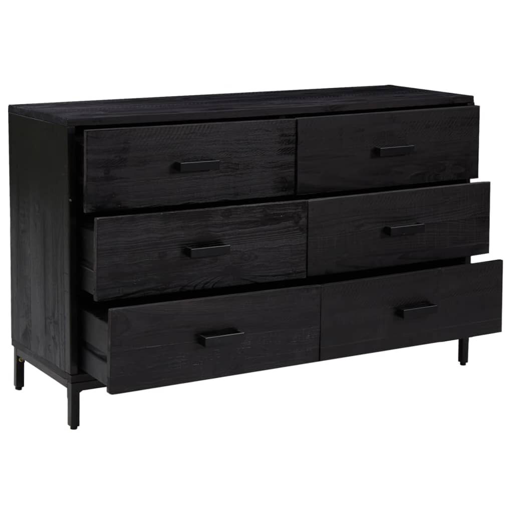 vidaXL Ντουλάπι Μαύρο 110 x 35 x 70 εκ. από Μασίφ Ξύλο Πεύκου