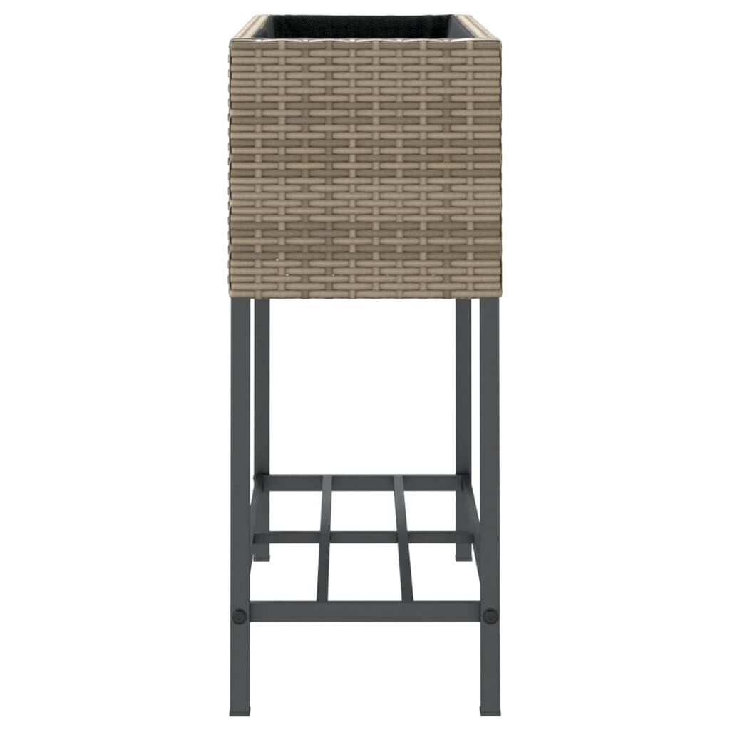 vidaXL Γλάστρες Κήπου με Ράφια 2 τεμ. Γκρι 70x28x70 εκ Συνθ. Ρατάν