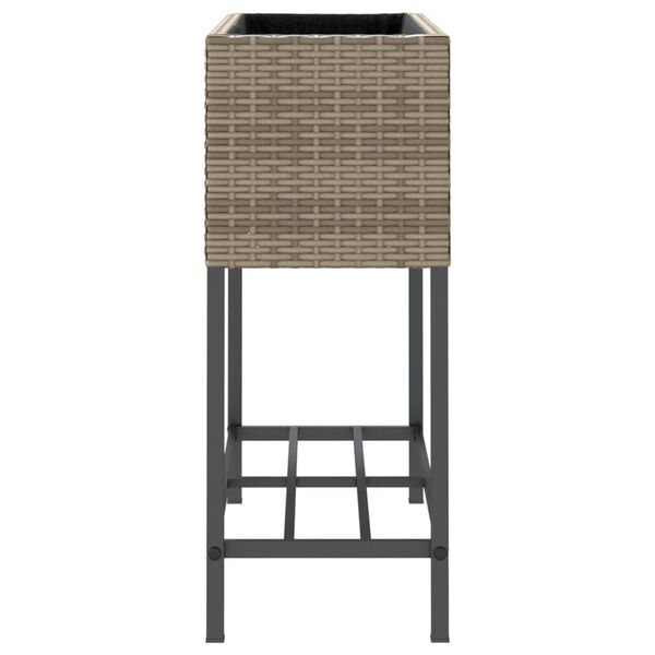 vidaXL Γλάστρες Κήπου με Ράφια 2 τεμ. Γκρι 70x28x70 εκ Συνθ. Ρατάν