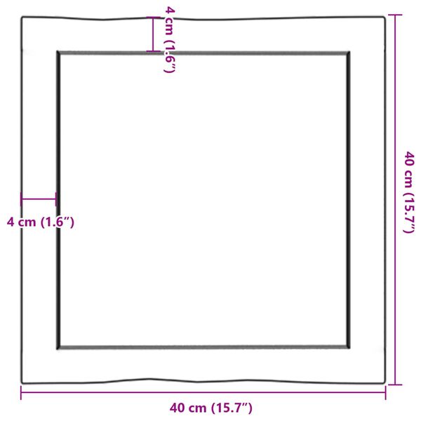 vidaXL Επιφ Τραπεζιού Αν Καφέ 40x40x(2-4)εκ. Ακατέργ. Μασίφ Ξύλο Δρυός