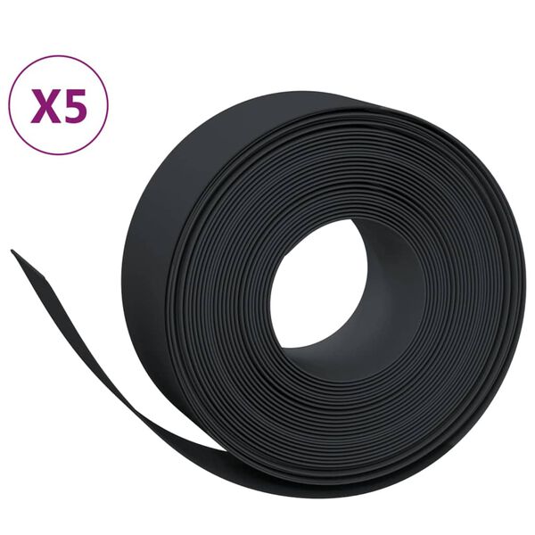 vidaXL Μπορντούρες Κήπου 5 τεμ. Μαύρο 10 μ. 20 εκ. από Πολυαιθυλένιο