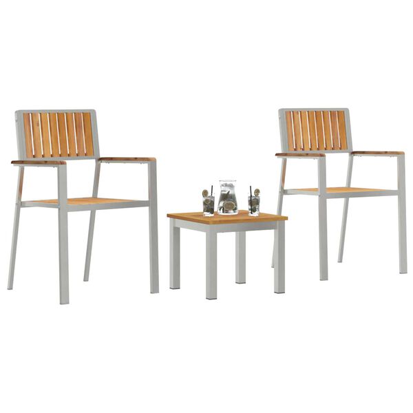 vidaXL Σέτ φαγητού για κήπο 3 pcs Καφέ Μασίφ ξύλο teak