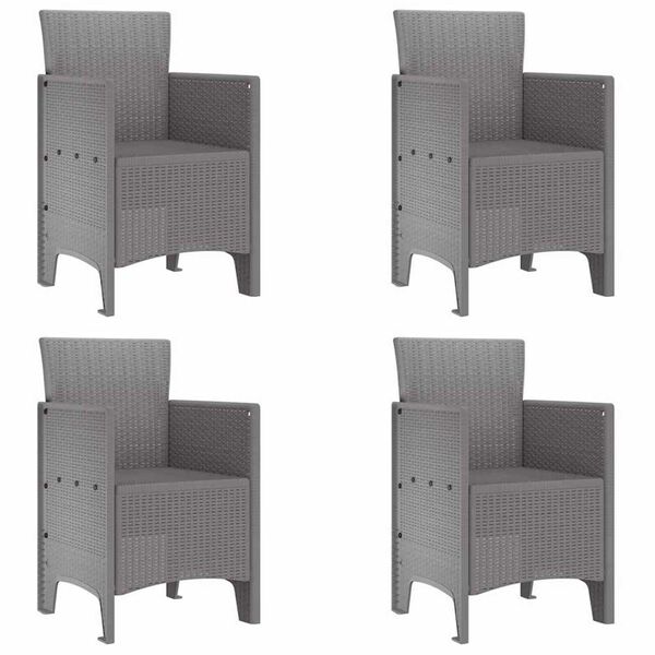 vidaXL Καρέκλα Κήπου 4 pcs Ανοιχτό γκρι 53 x 49 x 85 εκ. PP