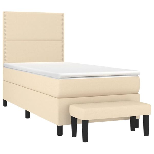 vidaXL &Kappa;&rho;&epsilon;&beta;ά&tau;&iota; Boxspring &mu;&epsilon; &Sigma;&tau;&rho;ώ&mu;&alpha; &Kappa;&rho;&epsilon;&mu; 90x190 &epsilon;&kappa;.&Upsilon;&phi;&alpha;&sigma;&mu;ά&tau;&iota;&nu;&omicron;