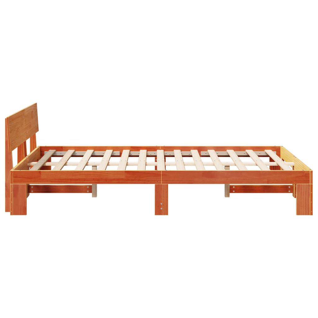 vidaXL Σκελετός Κρεβατιού Καφέ 140 x 190 cm Μασίφ ξύλο πεύκου