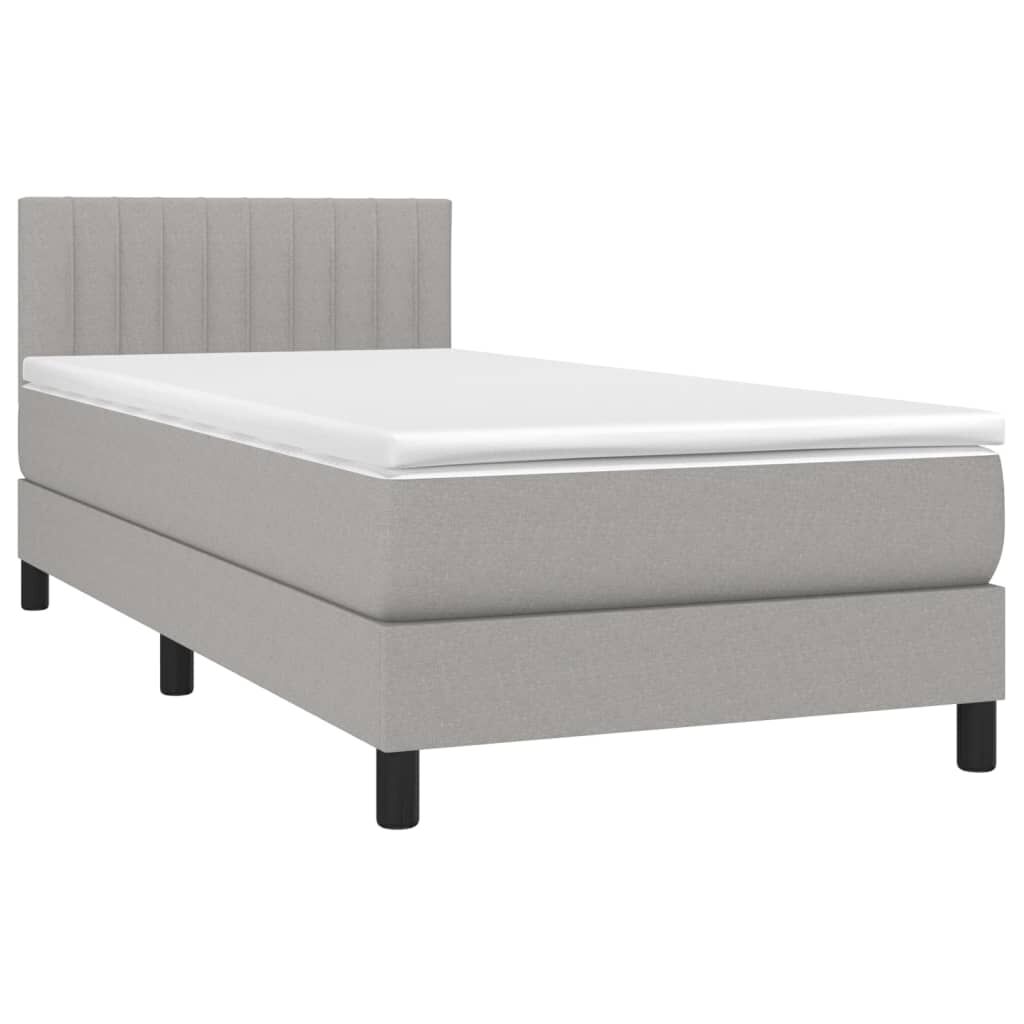 vidaXL Κρεβάτι Boxspring με Στρώμα & LED Αν.Γκρι 80x200 εκ. Υφασμάτινο