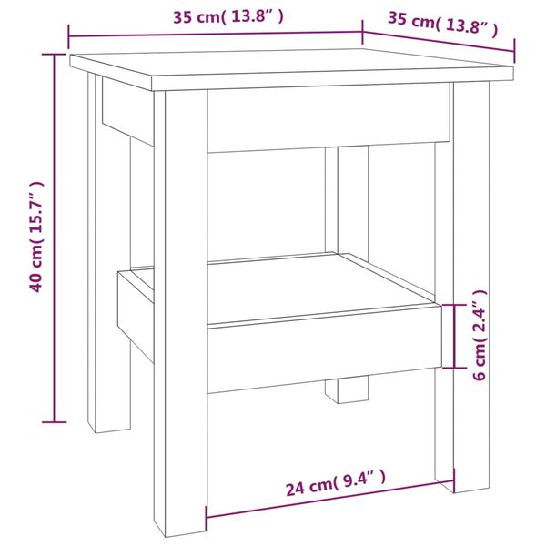 vidaXL Τραπεζάκι Σαλονιού Γκρι 35x35x40 εκ. από Μασίφ Ξύλο Πεύκου