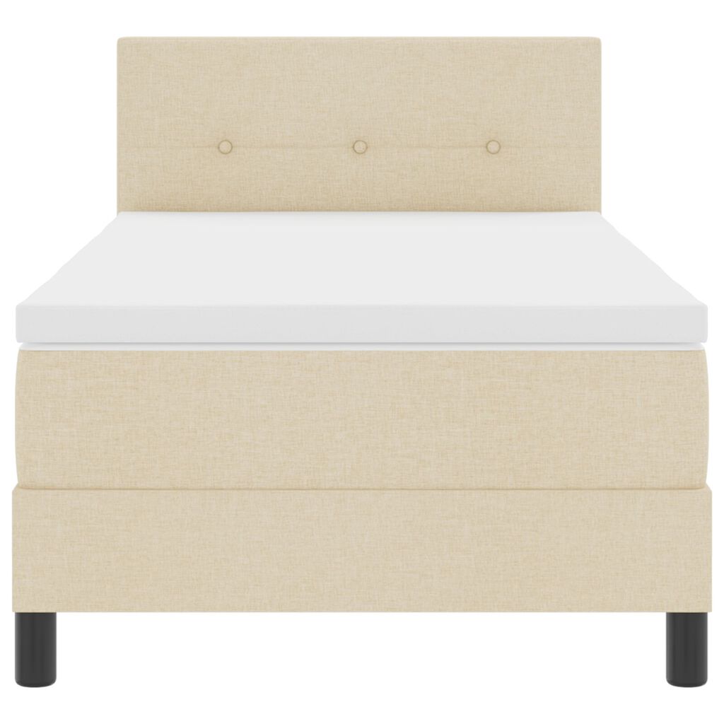 vidaXL Κρεβάτι Box Spring με Στρώμα Κρέμ 90x200 εκ Υφασμά