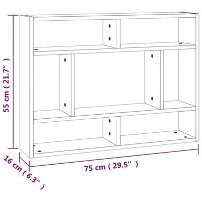 vidaXL Ραφιέρα Τοίχου Καφέ Δρυς 75x16x55 εκ. από Επεξεργασμένο Ξύλο