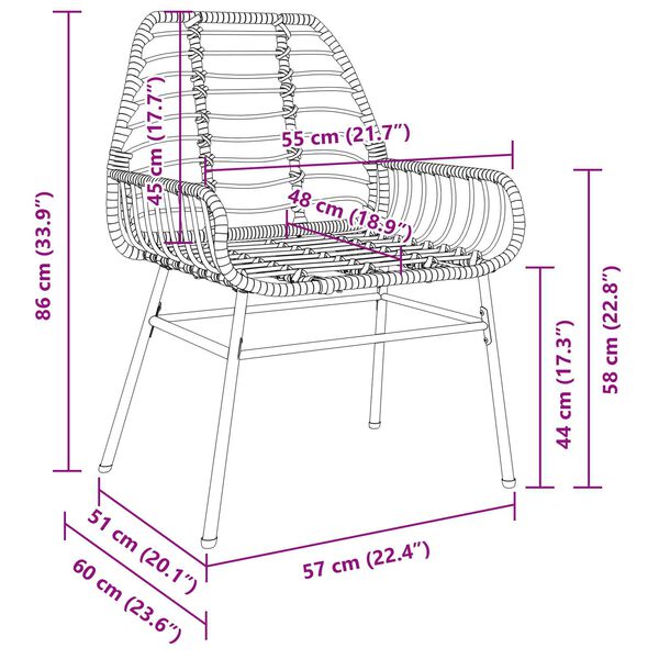 vidaXL Σέτ φαγητού για κήπο 5 pcs Καφέ συνθετικό ρατάν
