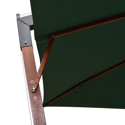 vidaXL Ομπρέλα Κρεμαστή Πράσινη 300 x 300 εκ. με Ξύλινο Ιστό