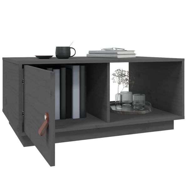 vidaXL Τραπεζάκι Σαλονιού Γκρι 80x50x35,5 εκ. από Μασίφ Ξύλο Πεύκου