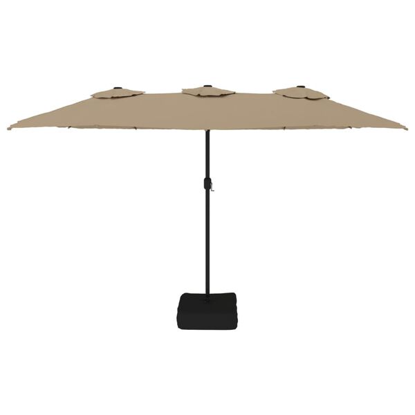 vidaXL Ομπρέλα Κήπου με Διπλή Κορυφή και LED Taupe 449 x 265 εκ.