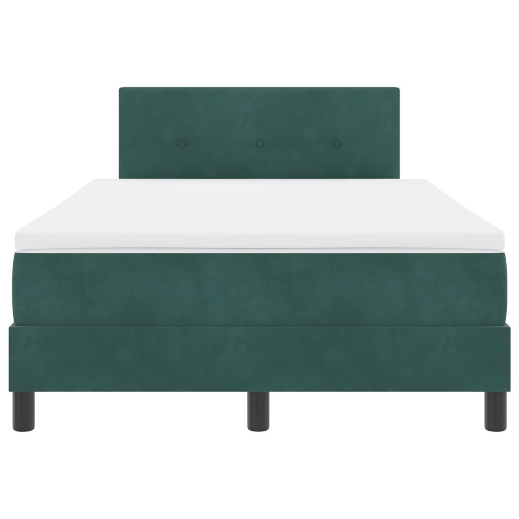 vidaXL Κρεβάτι Box Spring με Στρώμα Σκούρο Πράσινο 120x200 εκ. Βελούδο
