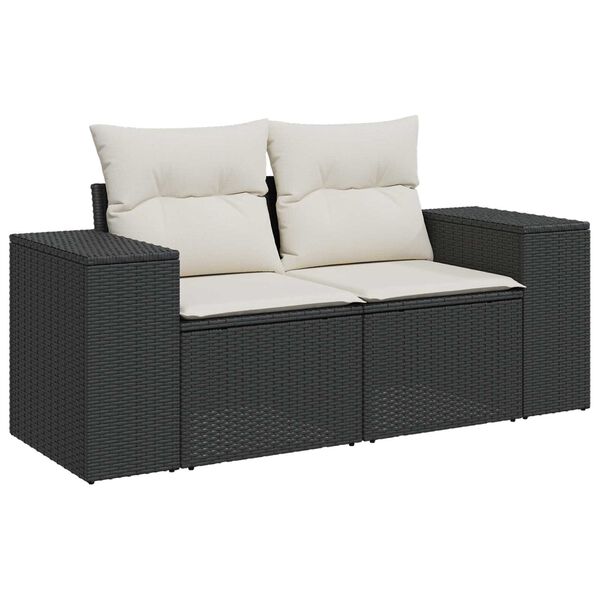 vidaXL Σετ Καναπέ Κήπου Ρυθμιζόμενο ύψος 13 pcs Μαύρο συνθετικό ρατάν