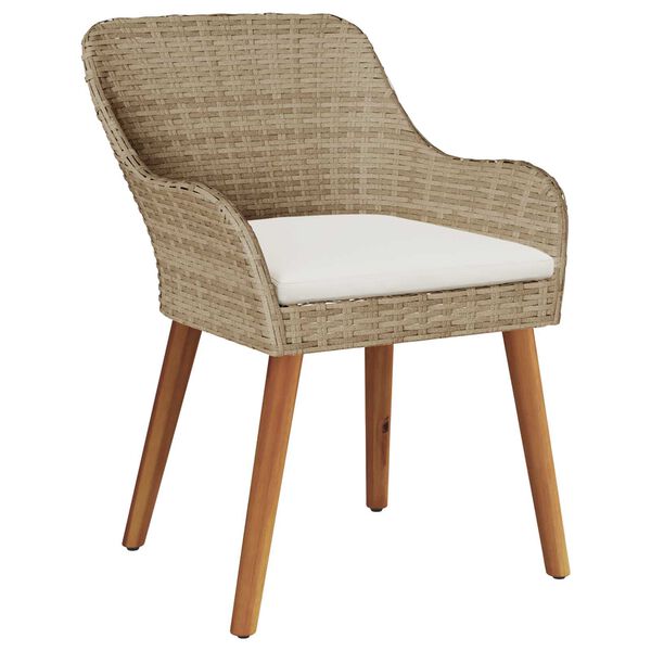 vidaXL Σέτ φαγητού για κήπο με μαξιλάρι 7 pcs Μπεζ συνθετικό ρατάν