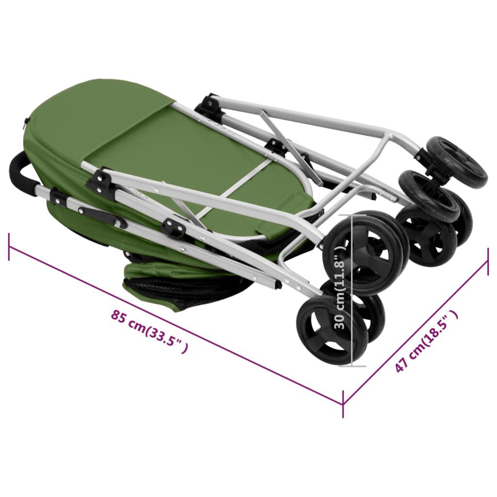 vidaXL Καρότσι Σκύλου Πτυσσόμενο Πράσινο 83x48x97 εκ. Ύφασμα Oxford