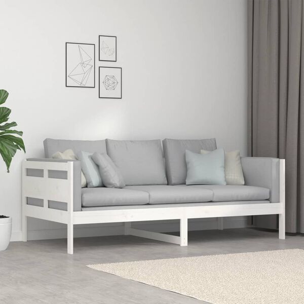 vidaXL Καναπές Κρεβάτι Λευκός 90 x 190 εκ. από Μασίφ Ξύλο Πεύκου