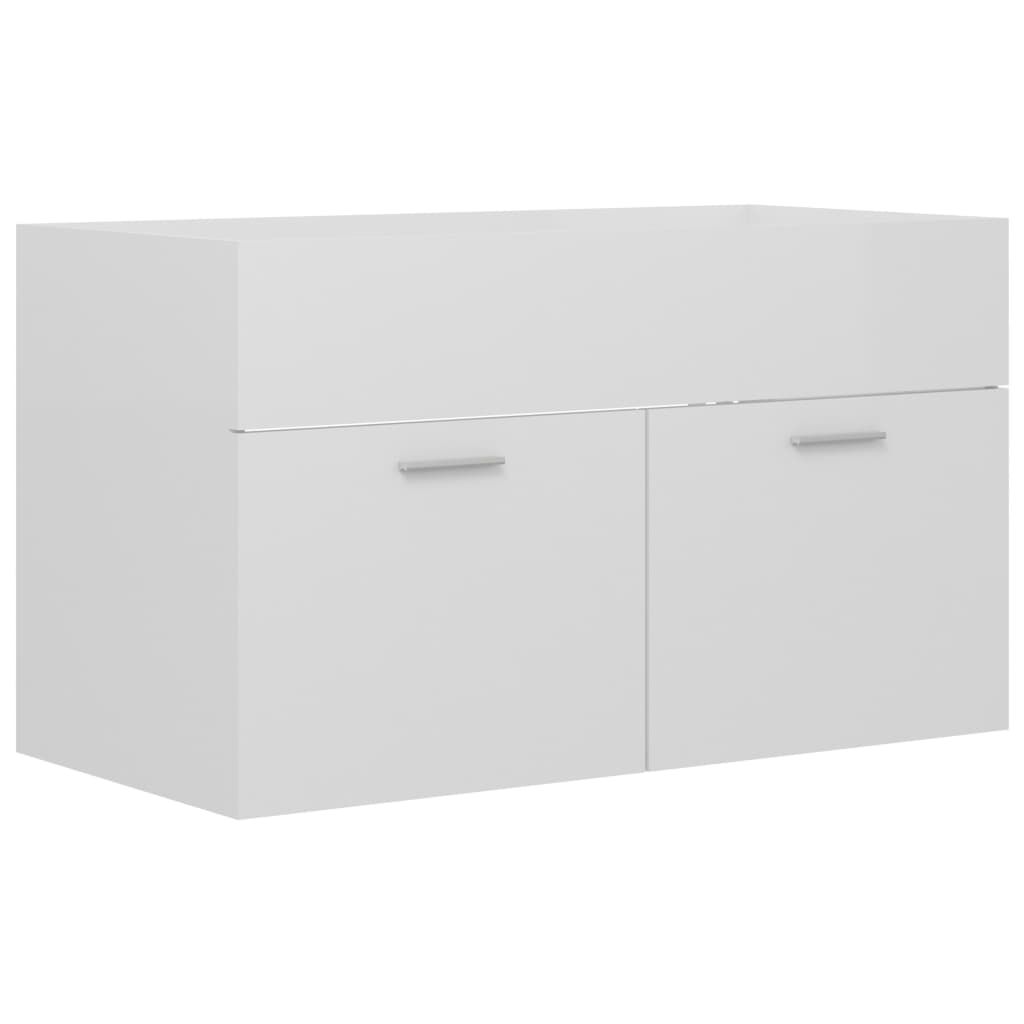 vidaXL Ντουλάπι Νιπτήρα Γυαλιστερό Λευκό 80x38,5x46 εκ. από Επεξ. Ξύλο