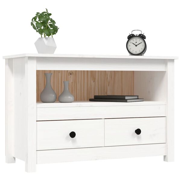 vidaXL Έπιπλο Τηλεόρασης Λευκό 79 x 35 x 52 εκ. από Μασίφ Ξύλο Πεύκου