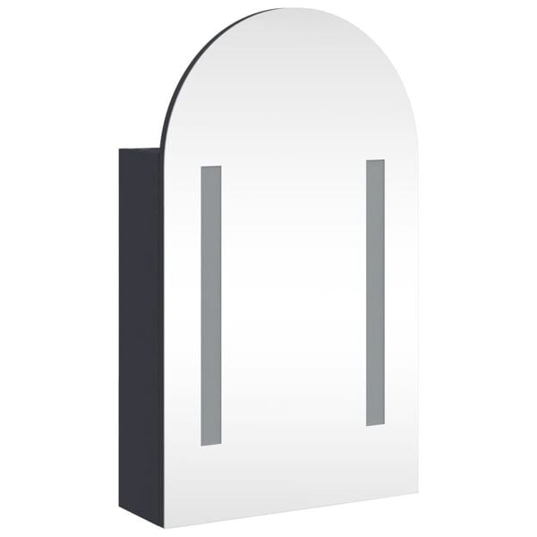 vidaXL Καθρέφτης Μπάνιου με Ντουλάπι & LED Αψίδα Γκρι 42x13x70 εκ.