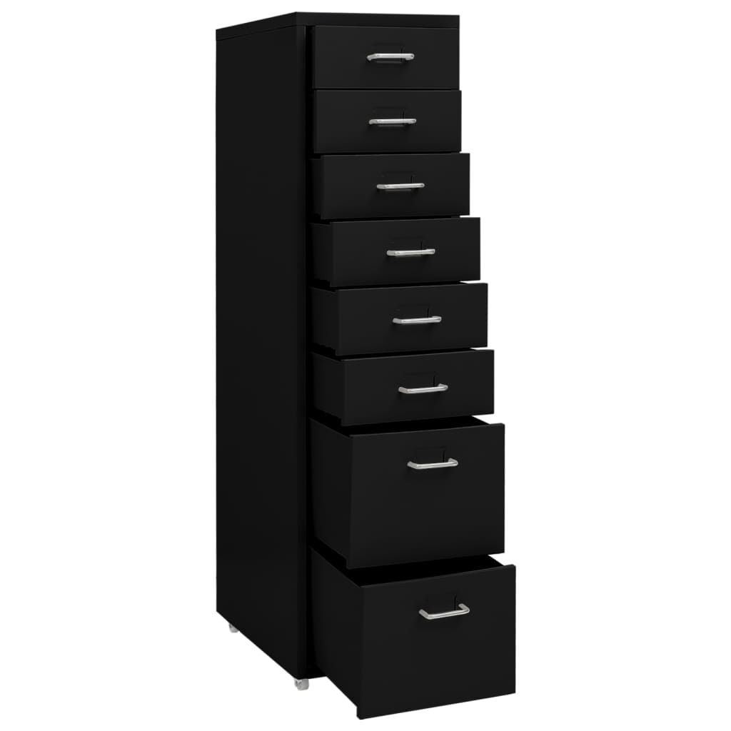 vidaXL Αρχειοθήκη Φορητή Μαύρη 28 x 41 x 109 εκ. Μεταλλική