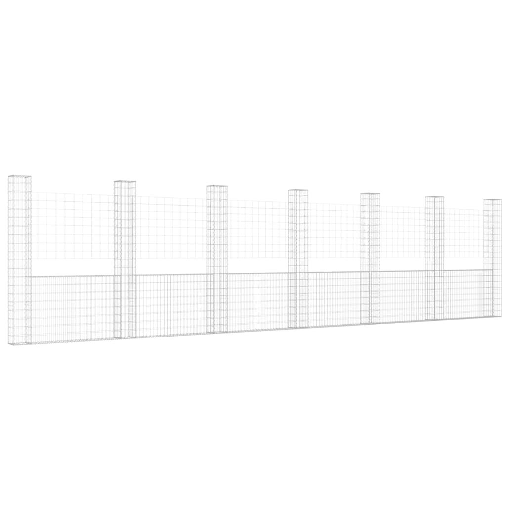 vidaXL Συρματοκιβώτιο σε U Σχήμα με 7 Στύλους 740x20x200 εκ Σιδερένιο