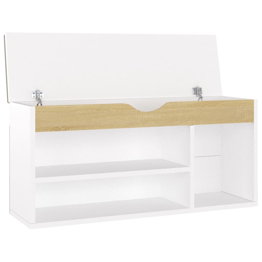 vidaXL Παπουτσοθήκη Λευκή/Sonoma Δρυς 104x30x49εκΕπεξ. Ξύλο & Μαξιλάρι