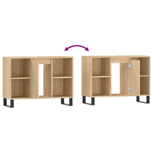 vidaXL Ντουλάπι Μπάνιου Sonoma Δρυς 80 x 33 x 60 εκ. από Επεξεργ. Ξύλο