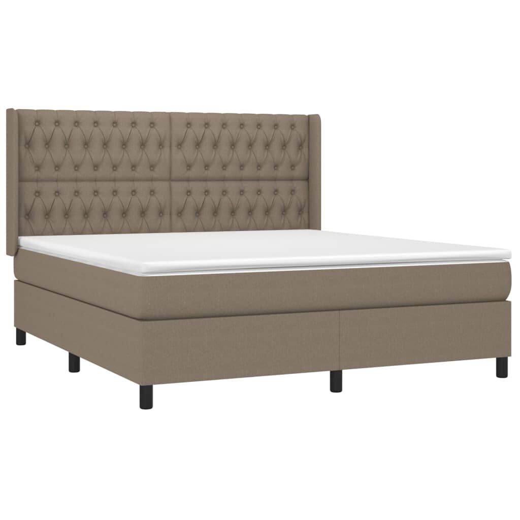 vidaXL Κρεβάτι Boxspring με Στρώμα & LED Taupe 180x200 εκ. Υφασμάτινο